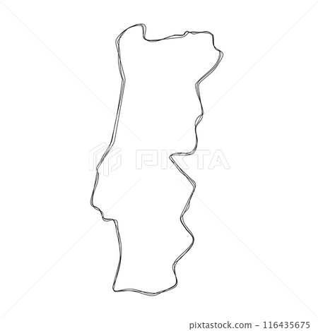 Portugal country simplified map.Thin triple pencil sketch outline isolated on white background. Simple vector icon Portugal country simplified map.Thin triple pencil sketch outline isolated on white background. Simple vector icon 116435675