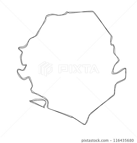 Sierra Leone country simplified map.Thin triple pencil sketch outline isolated on white background. Simple vector icon 116435680