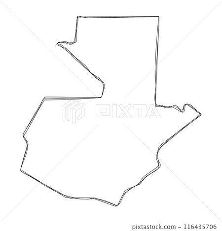 Guatemala country simplified map.Thin triple pencil sketch outline isolated on white background. Simple vector icon 116435706