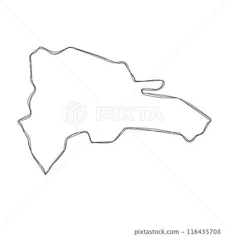 Dominican Republic country simplified map.Thin triple pencil sketch outline isolated on white background. Simple vector icon Dominican Republic country simplified map.Thin triple pencil sketch outline isolated on white background. Simple vector icon 116435708