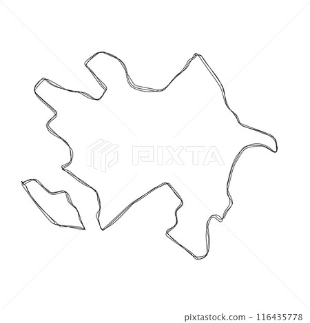 Azerbaijan country simplified map.Thin triple pencil sketch outline isolated on white background. Simple vector icon 116435778