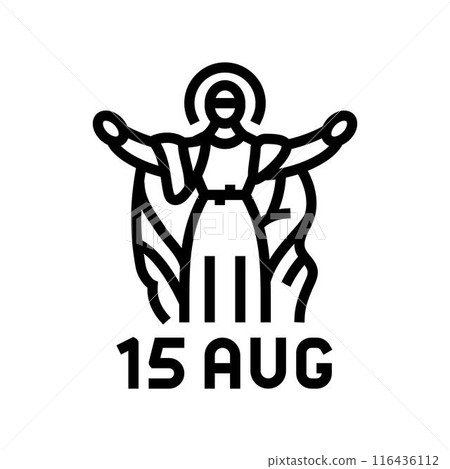 assumption of mary feast catholic holiday line icon vector illustration 116436112