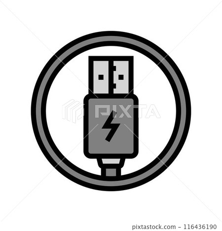 usb charging label product caution color icon vector illustration usb charging label product caution color icon vector illustration 116436190
