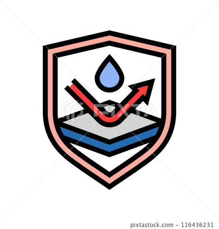 splashproof product label caution color icon vector illustration splashproof product label caution color icon vector illustration 116436231
