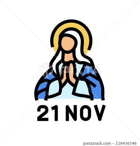 presentation of the virgin mary feast catholic color icon vector illustration 116436346