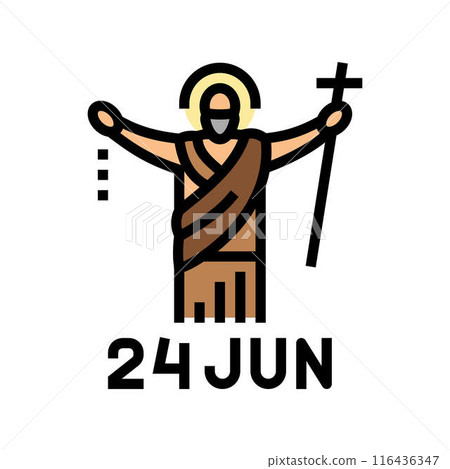 st john the baptist feast catholic holiday color icon vector illustration 116436347