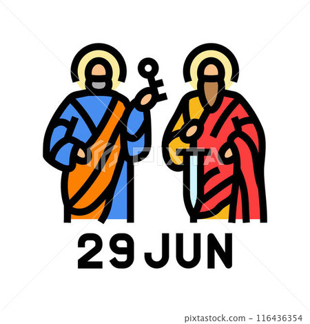 st peter and st paul feast catholic holiday color icon vector illustration 116436354