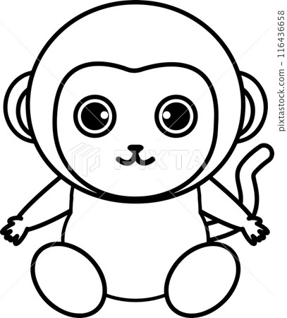 可愛的猴子線描插圖/著色書 可愛的猴子線描插圖/著色書 116436658