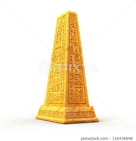 Egyptian Obelisk Standing Solo on a White Canvas. Generative ai 116436696