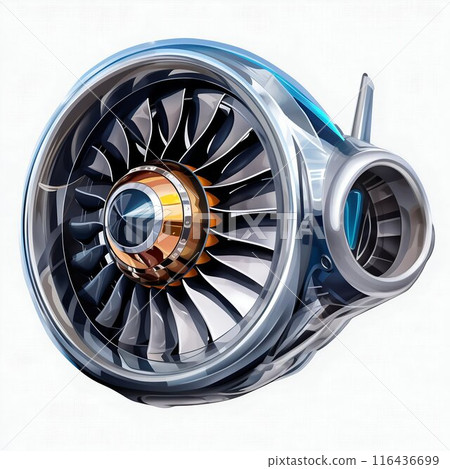 Airplane Jet Turbine Isolated on White Background. Generative ai 116436699