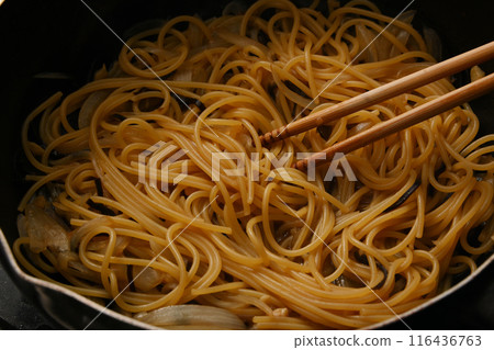 Japanese-style pasta being cooked 116436763