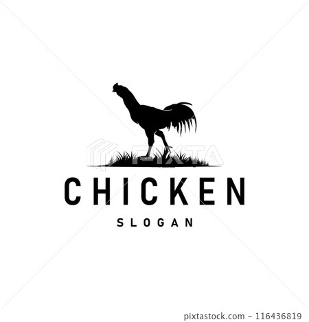 Chicken Logo, For Roast Chicken Restaurant, Farm Vector, Simple Minimalist Design For Restaurant Food Business 116436819