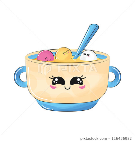 Happy cute bowl cartoon Vector illustration 116436982