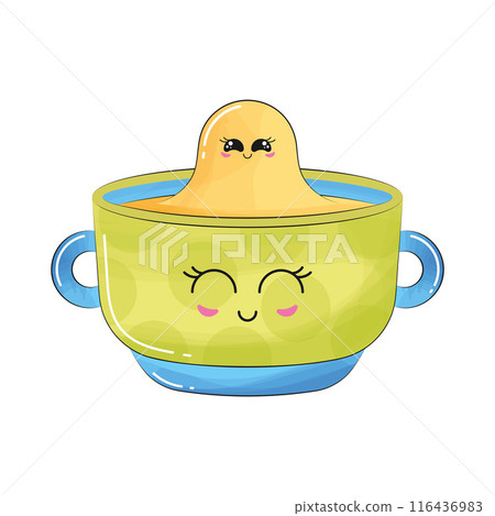 Happy cute bowl cartoon Vector illustration Happy cute bowl cartoon Vector illustration 116436983