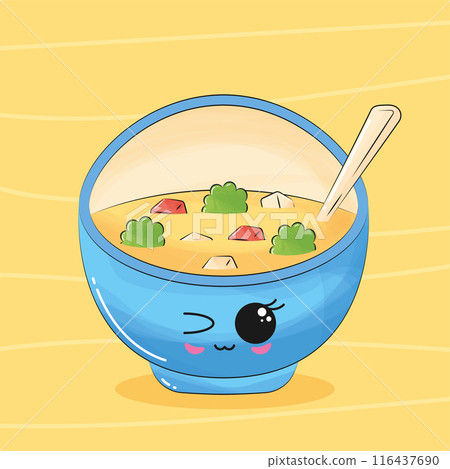 Happy cute bowl cartoon Vector illustration 116437690