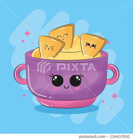 Happy cute bowl cartoon Vector illustration 116437692