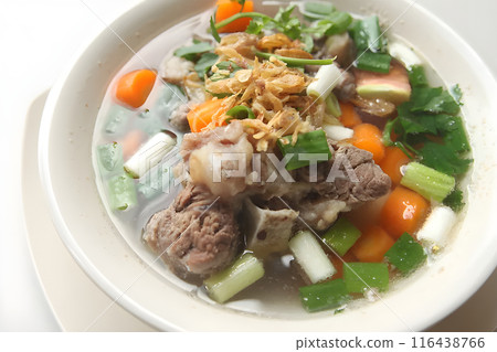 spicy soup with iga and vegetables 116438766
