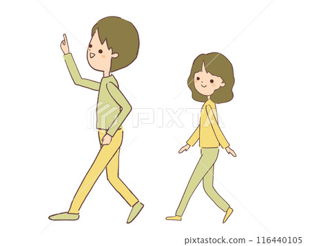 Illustration of men and women walking Illustration of men and women walking 116440105