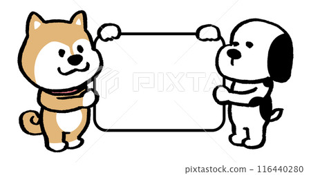 二頭簡單可愛柴犬人物素材 二頭簡單可愛柴犬人物素材 116440280