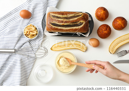 Tasty food with banana, concept of tasty food with banana 116440331