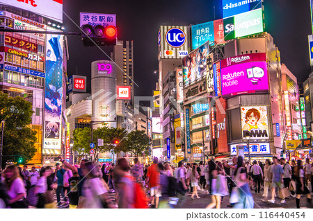Tokyo cityscape in Japan in July. Inbound tourism is back...Shibuya is bustling with foreign tourists at night = 11th, 19:58 116440454