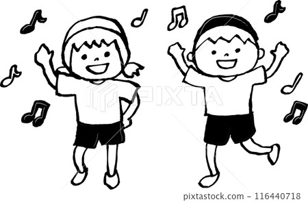 穿著體操服跳舞的孩子們，運動日 116440718