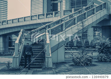 失望的中年辦公室職員在辦公室外工作 116440879