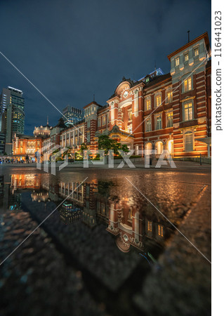 Rainy night view of Tokyo station 116441023