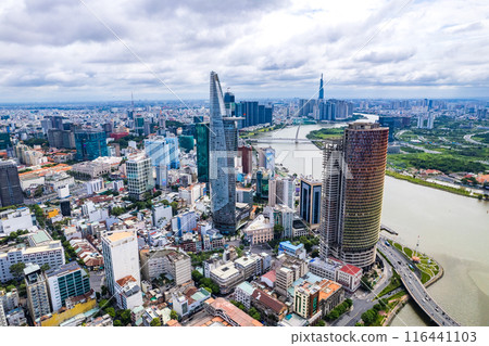 Aerial view of Ho Chi Minh city or Saigon, in Vietnam Aerial view of Ho Chi Minh city or Saigon, in Vietnam 116441103