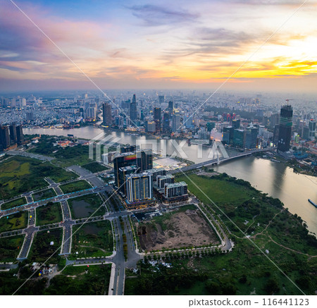 Aerial view of Ho Chi Minh city or Saigon, in Vietnam 116441123