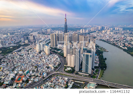 Aerial view of Ho Chi Minh city or Saigon, in Vietnam 116441132