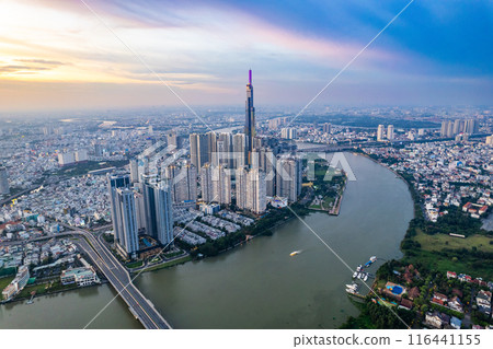 Aerial view of Ho Chi Minh city or Saigon, in Vietnam 116441155