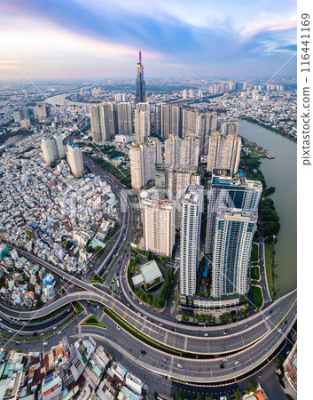 Aerial view of Ho Chi Minh city or Saigon, in Vietnam 116441169