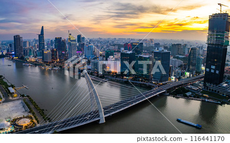 Aerial view of Ho Chi Minh city or Saigon, in Vietnam 116441170