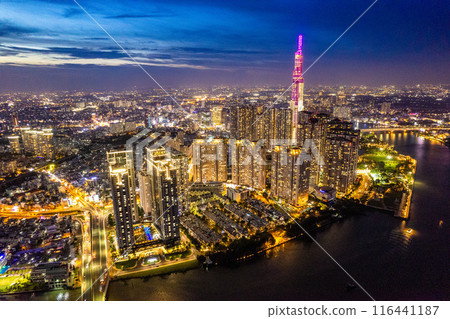 Aerial view of Ho Chi Minh city or Saigon, in Vietnam 116441187