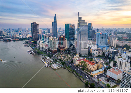 Aerial view of Ho Chi Minh city or Saigon, in Vietnam 116441197
