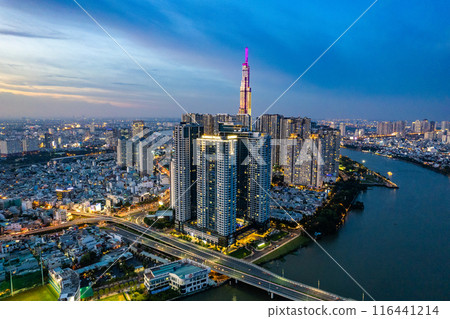 Aerial view of Ho Chi Minh city or Saigon, in Vietnam 116441214