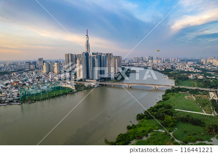 Aerial view of Ho Chi Minh city or Saigon, in Vietnam Aerial view of Ho Chi Minh city or Saigon, in Vietnam 116441221