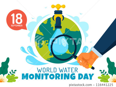 World Water Monitoring Day Vector Illustration on September 18 with Water Droplets and Earth in a Flat Style Cartoon Background World Water Monitoring Day Vector Illustration on September 18 with Water Droplets and Earth in a Flat Style Cartoon Background 116441225