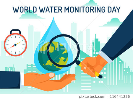 World Water Monitoring Day Vector Illustration on September 18 with Water Droplets and Earth in a Flat Style Cartoon Background World Water Monitoring Day Vector Illustration on September 18 with Water Droplets and Earth in a Flat Style Cartoon Background 116441226