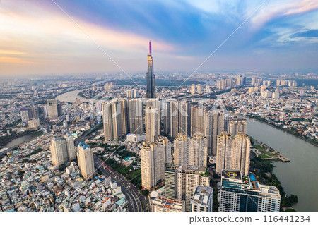 Aerial view of Ho Chi Minh city or Saigon, in Vietnam Aerial view of Ho Chi Minh city or Saigon, in Vietnam 116441234