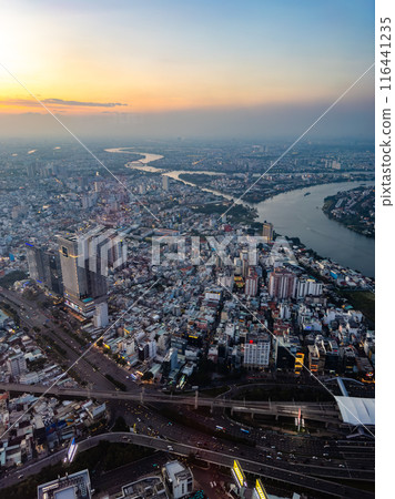 Aerial view of Ho Chi Minh city or Saigon, in Vietnam 116441235