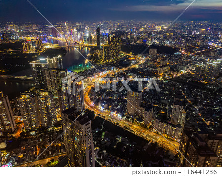 Aerial view of Ho Chi Minh city or Saigon, in Vietnam 116441236