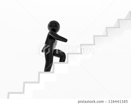 Black person climbing stairs icon horizontal white background 3D illustration Black person climbing stairs icon horizontal white background 3D illustration 116441385