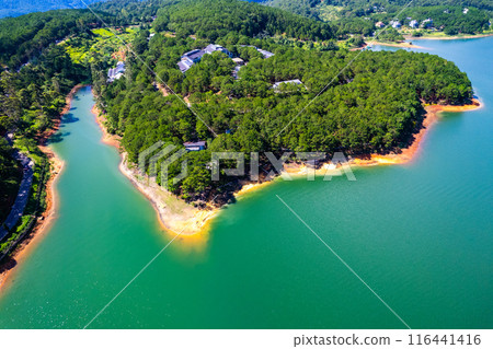 Aerial view of tuyen lam lake in Dalat, Vietnam 116441416