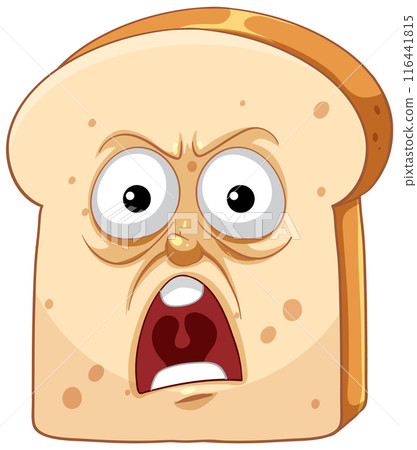 Angry Bread Slice Cartoon 116441815