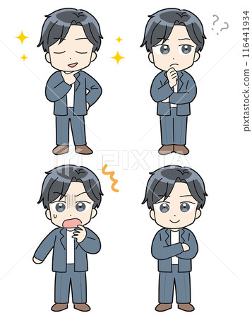 Men in business casual with various expressions Men in business casual with various expressions 116441934