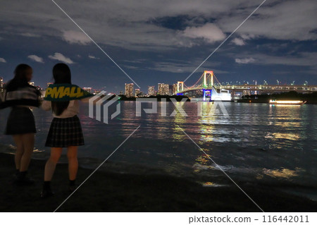 Tokyo night view Odaiba Summer rainbow bridge 116442011