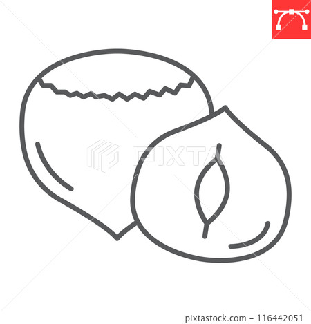 Hazelnut line icon, nuts and organic, hazelnut vector icon, vector graphics, editable stroke outline sign, eps 10. 116442051