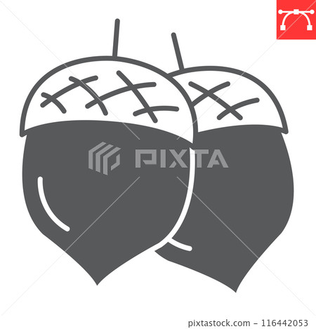 Acorn glyph icon, nuts and organic, oak nut vector icon, vector graphics, editable stroke solid sign, eps 10. 116442053